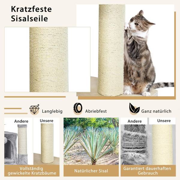 Kratzbaum PS7476NA+ Beige - Holzwerkstoff - 56 x 197 x 75 cm