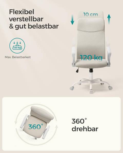 Bürostuhl 100425 Beige - Hellgrau - Weiß