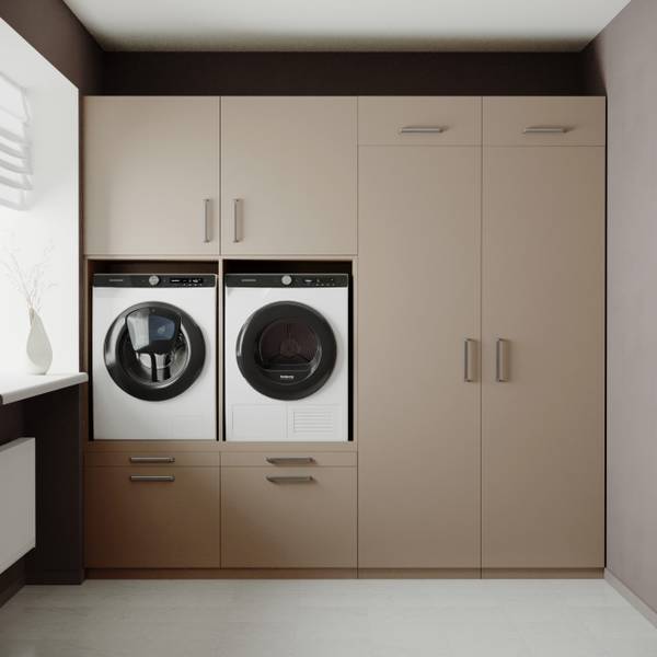 Waschmaschinenschrank Munich Grau - Holzwerkstoff - 253 x 235 x 70 cm
