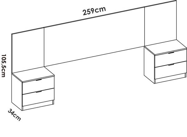 Tête du lit Dujuan Marron - Bois manufacturé - 259 x 106 x 34 cm