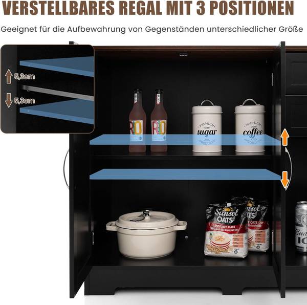 Keukenkast VH33271NWNL zwart - plaatmateriaal op houtbasis - 40 x 78 x 100 cm