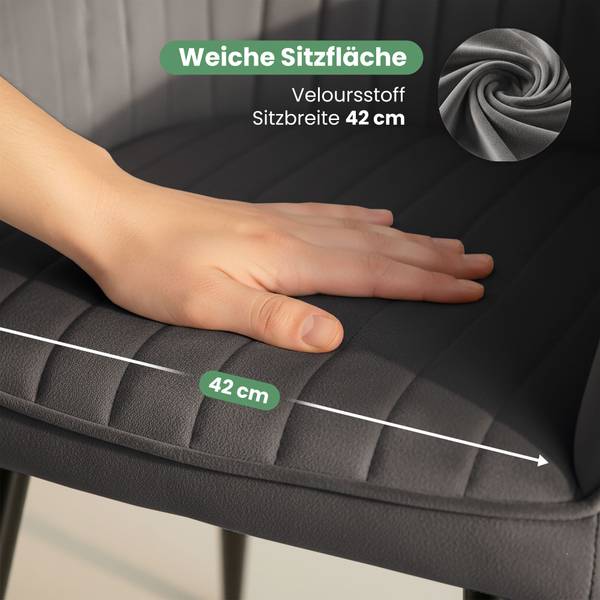 Esszimmerstuhl FLORENCE 4er-Set Schwarz - Graphit