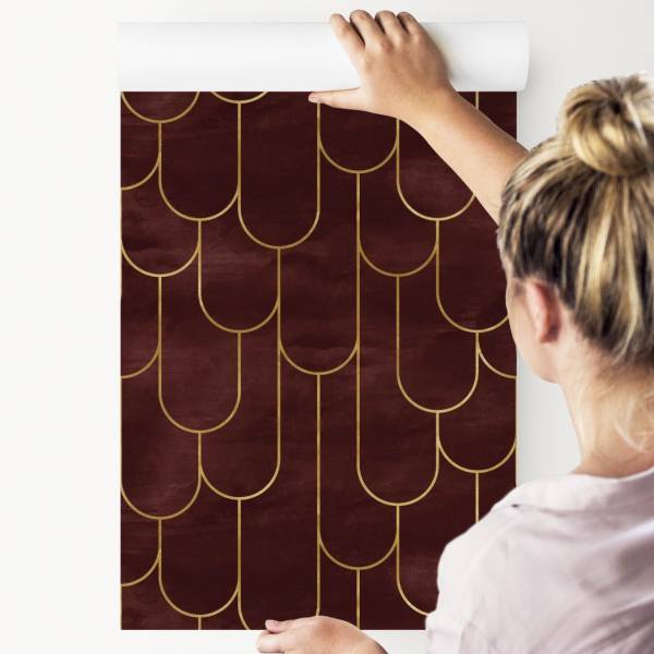 Papier Peint MOTIFS Style Art Déco Beige - Marron - Polaire - 53 x 1000 x 1000 cm