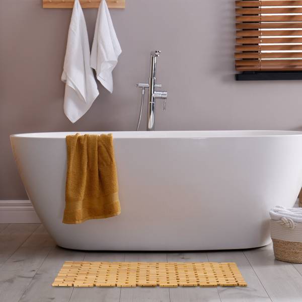 Tapis de bain en bambou Marron - Bambou - Matière plastique - 60 x 1 x 40 cm