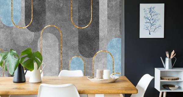 Vlies-Fotobehang ABSTRACTIE Glamour blauw - 300 x 210 x 210 cm