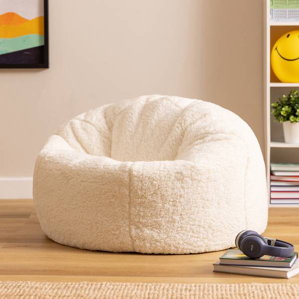Kindersitzsack Kingston Weiß - Fleece - 80 x 45 x 80 cm