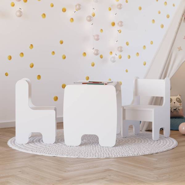 Kindertisch und Stühle Set Miki Weiß