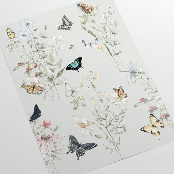 Tapete Schmetterling Beige - Papier - 200 x 250 x 1 cm
