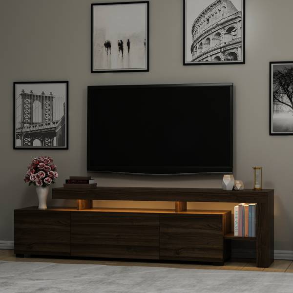 TV-Möbel Beliz mit LED-Licht Walnuss