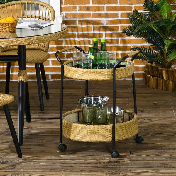 Rattan Serving Cart 867-190V00YL Gelb - Polyrattan - 50 x 66 x 50 cm