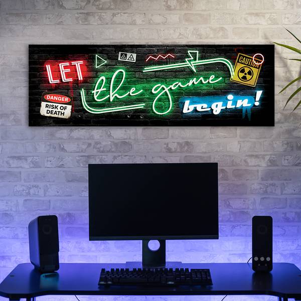 Wandbild schriftzug für spieler neon 150 x 50 cm