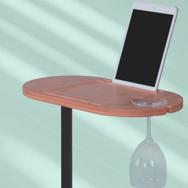 Bijzettafel bamboe verstelbaar zwart - bruin - staal - 40 x 82 x 22 cm