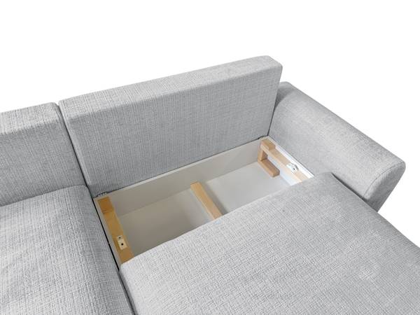 Ecksofa mit Schlaffunktion Melvano Hellgrau - Ecke davorstehend links