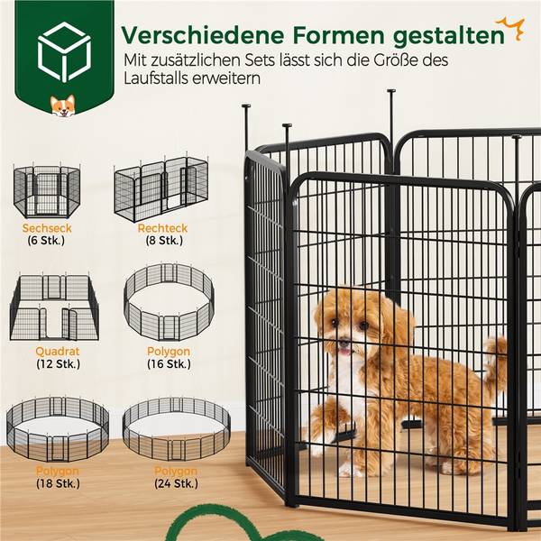 Welpenlaufstall ARI89 Schwarz - Metall - 66 x 2 x 80 cm