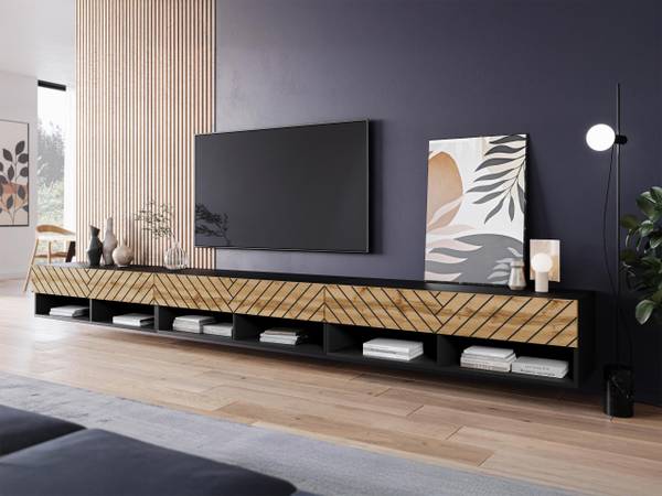 TV-Lowboard A300 MDF mit RGB Beleuchtung Braun - Grau - Holzwerkstoff - 300 x 30 x 33 cm