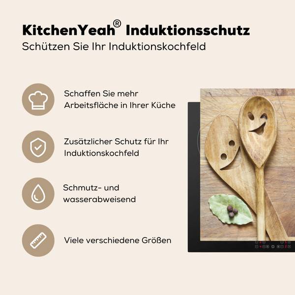 HERDABDECKPLATTE Lachende Löffel Braun - Vinyl - 59 x 52 x 1 cm