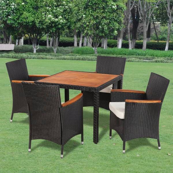 Tuin Eetstoel 3000803 set van 5 zwart - polyester - acacia - staal - 90 x 75 x 90 cm