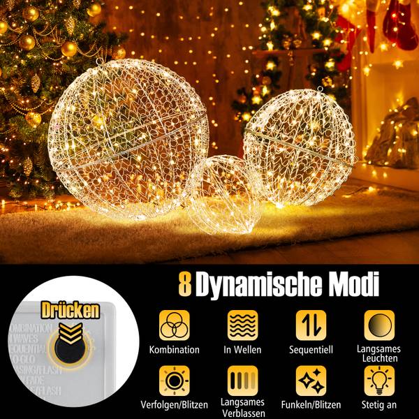 Weihnachtskugeln OY47336PQDE(3er Set) Weiß - Metall - 45 x 45 x 45 cm
