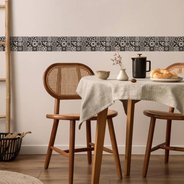 Bande Décorative Mosaïque Motif Moderne Noir - Blanc - Polaire - 10 x 300 x 300 cm