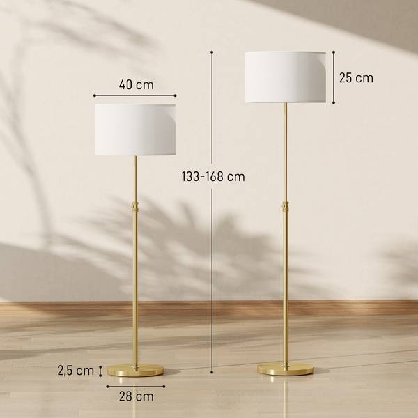 Staande lamp B31-625V91GD goud - linnen - staal - 40 x 168 x 40 cm