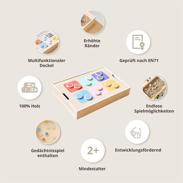 Sensoriche Speelbak NUANCE plaatmateriaal op houtbasis - 30 x 7 x 45 cm