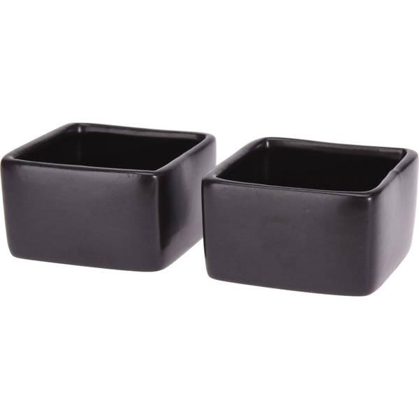 Bols à goûter, carrés, 2 pièces Noir - Porcelaine - 8 x 4 x 8 cm
