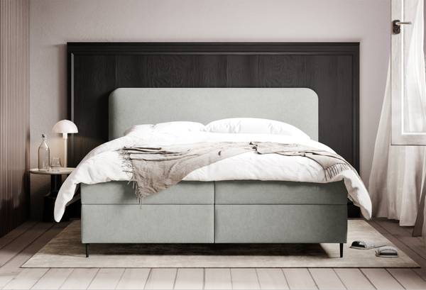 Boxspringbett CARBALLA Grau - Chenille - 202 x 104 x 209 cm
