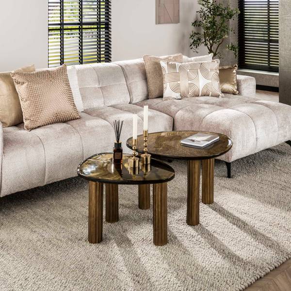 Couchtisch ECLIPSE Gold - Glas - 62 x 40 x 45 cm