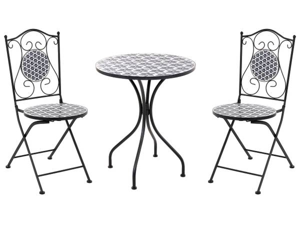 Gartenset SIROLO 3-tlg Schwarz - Blau - Weiß - Metall - 44 x 44 cm
