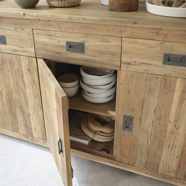 Buffet CARGO Beige - Massivholz - 200 x 90 x 50 cm