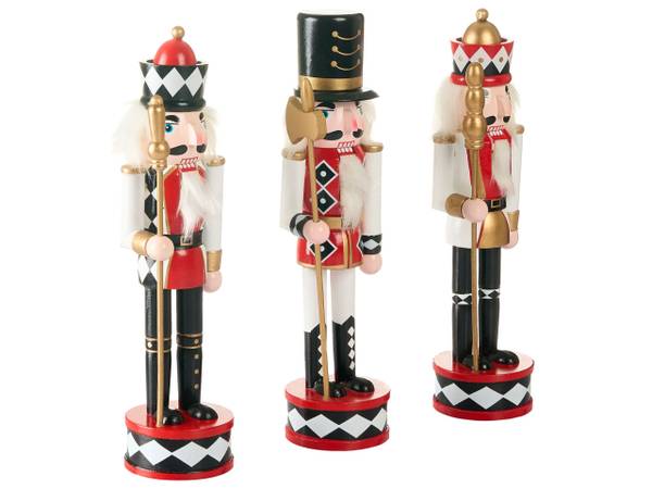 Decoratief accessoire RICKLEAN 3-delig zwart - goud - rood - wit - massief hout - 7 x 30 x 7 cm