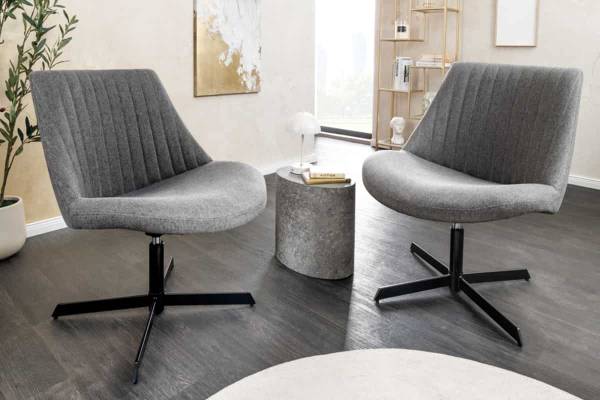 Sessel LOUNGER Grau - Strukturstoff - Polyester - Stahl - 62 x 77 x 75 cm