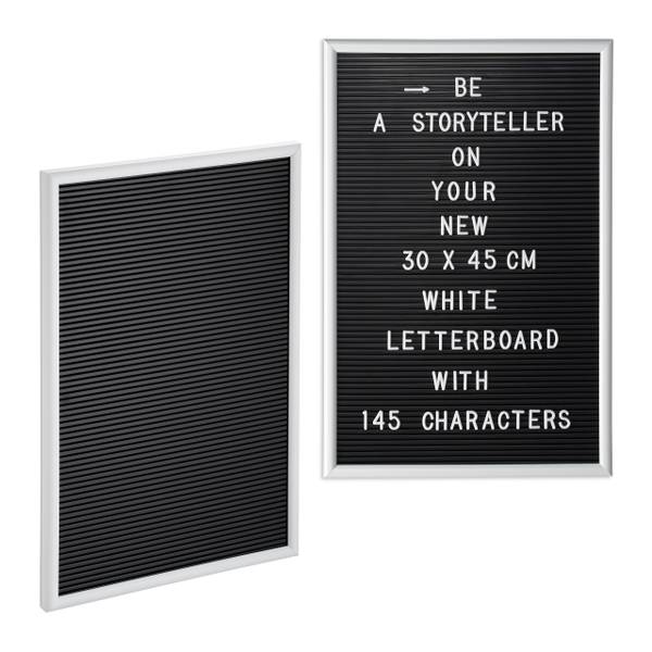 Lot de 2 tableaux à lettres 30 x 45 cm Noir - Blanc - Bois manufacturé - Matière plastique - 30 x 45 x 2 cm