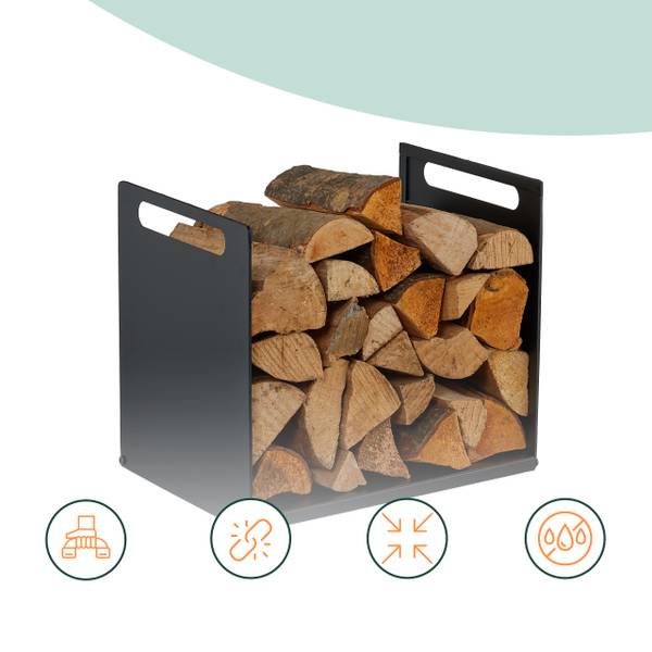 Modernes Kaminholzregal aus Metall Schwarz - Eisen - 40 x 35 x 30 cm