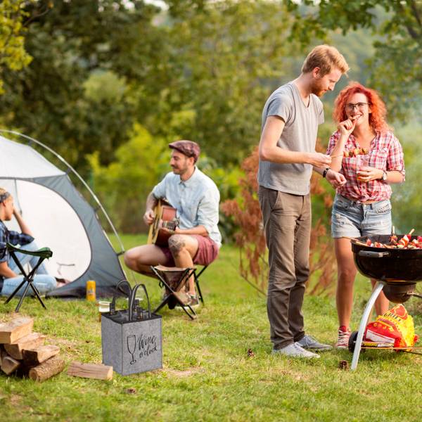 Filz Flaschentasche für 9 Weinflaschen Schwarz - Grau - Filz - 24 x 45 x 24 cm