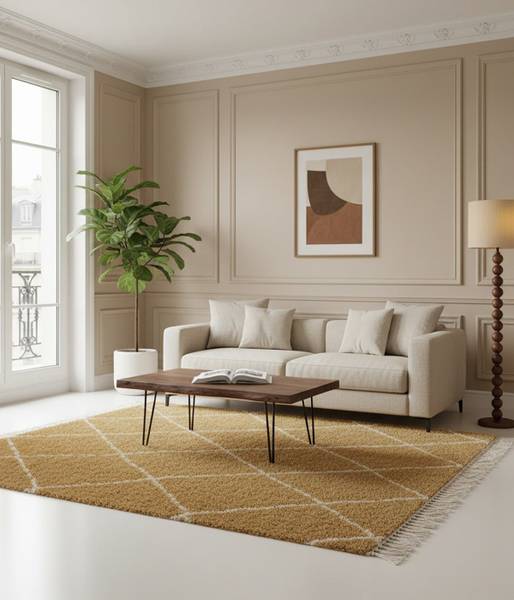Teppich TIGRIS Gelb - Textil - 160 x 230 x 160 cm
