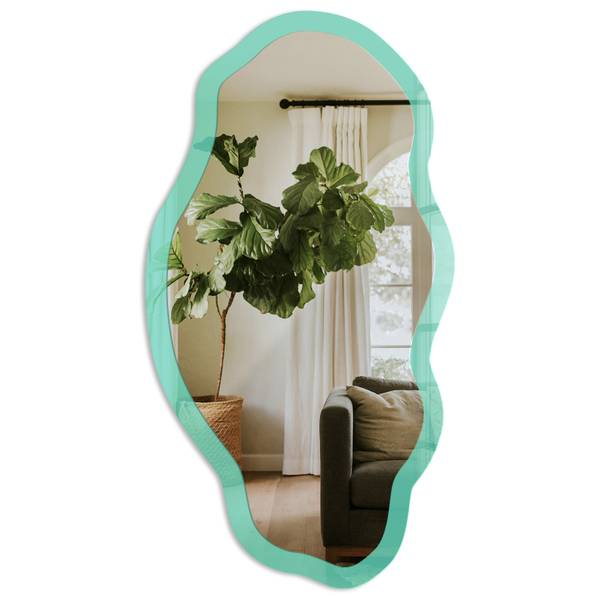 Wandspiegel Mentha fortis Türkis - Glas - 52 x 97 x 0 cm
