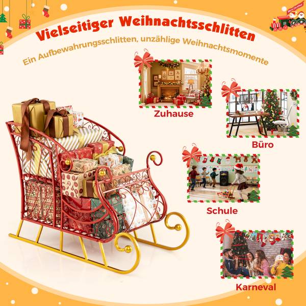 Weihnachtsschlitten OY47366DE Rot - Metall - 42 x 62 x 85 cm