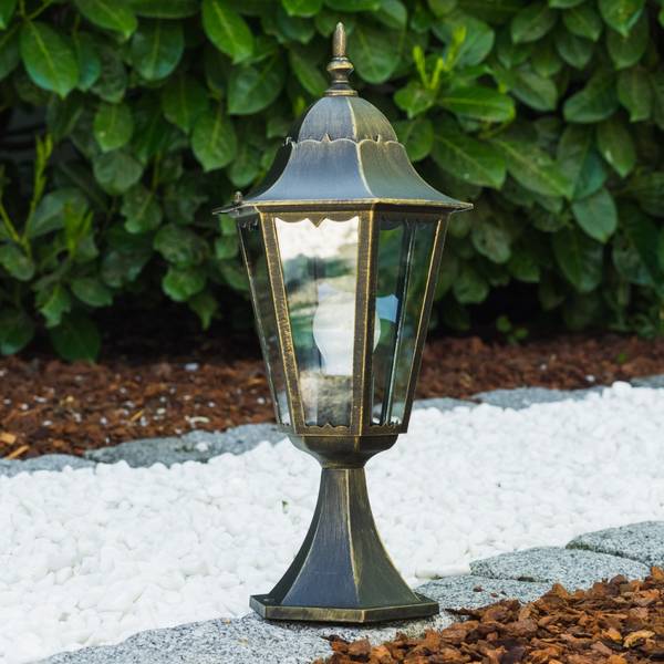 Sockelleuchte Viano Bronze - Gold - Durchsichtig - 27 x 49 x 34 cm - Flammenanzahl: 1 - Glas - Metall