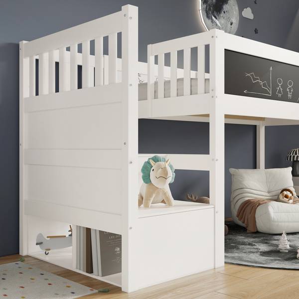 Hoogbed MonetLucy Ⅰ wit - plaatmateriaal op houtbasis - massief hout - 97 x 112 x 253 cm