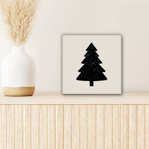 LEINWANDBILD Weihnachtsbaum Schwarz - Baumwollstoff - 20 x 20 x 2 cm