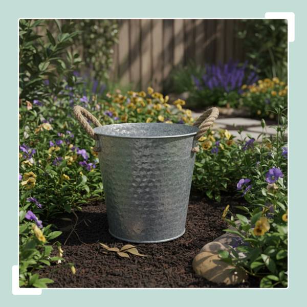 Blumentopf 6er Set Übertöpfe Silber - Eisen - 15 x 16 x 15 cm