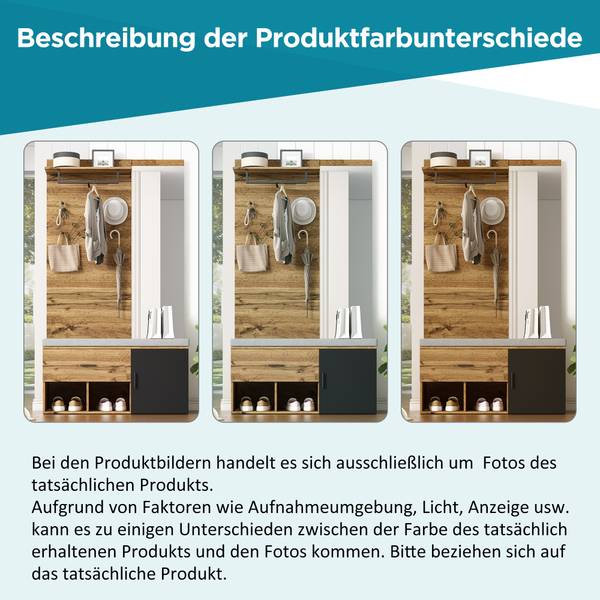 Garderoben-Set Cronus Ⅰ Braun - Eisen - Spiegelglas - 39 x 190 cm
