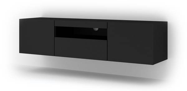 Fernsehtisch AURA 150x37x42 KEINE LED Esche Schwarz Dekor - Schwarz