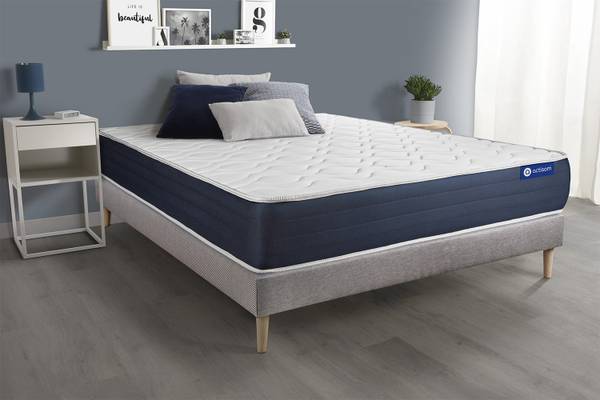 Bettgestell und Matratze Actiflex sleep Grau - Massivholz - 150 x 51 x 195 cm