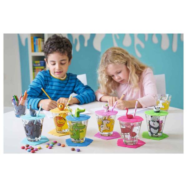 Kinderbecher mit Deckel Bambini 6er Set Glas - 2 x 2 x 2 cm