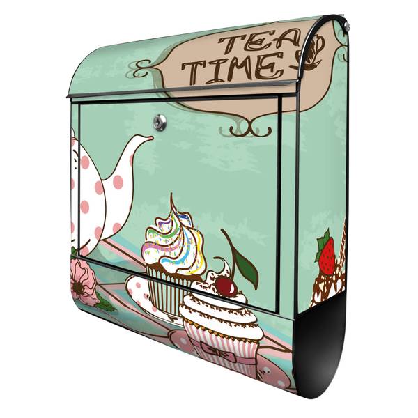 Briefkasten Stahl Tea Time Schwarz - Stahl - 38 x 46 x 13 cm