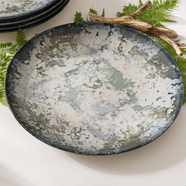 Serviesset 6 Personen 18-delig FINGO groen - wit - porselein - 28 x 4 x 28 cm
