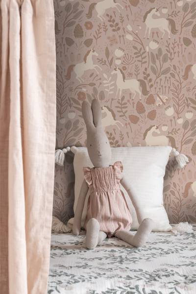 papier peint licornes 7459 Rose foncé - Polaire - 53 x 1005 x 53 cm