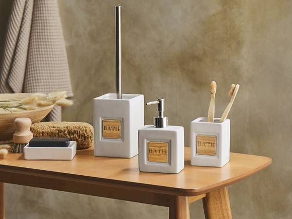 Badezimmer-Zubehör KOUROU 4-tlg Beige - Braun